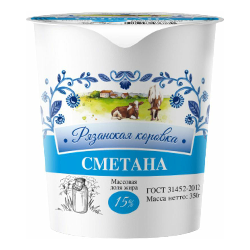 

Сметана Рязанская коровка 15% БЗМЖ 350 г