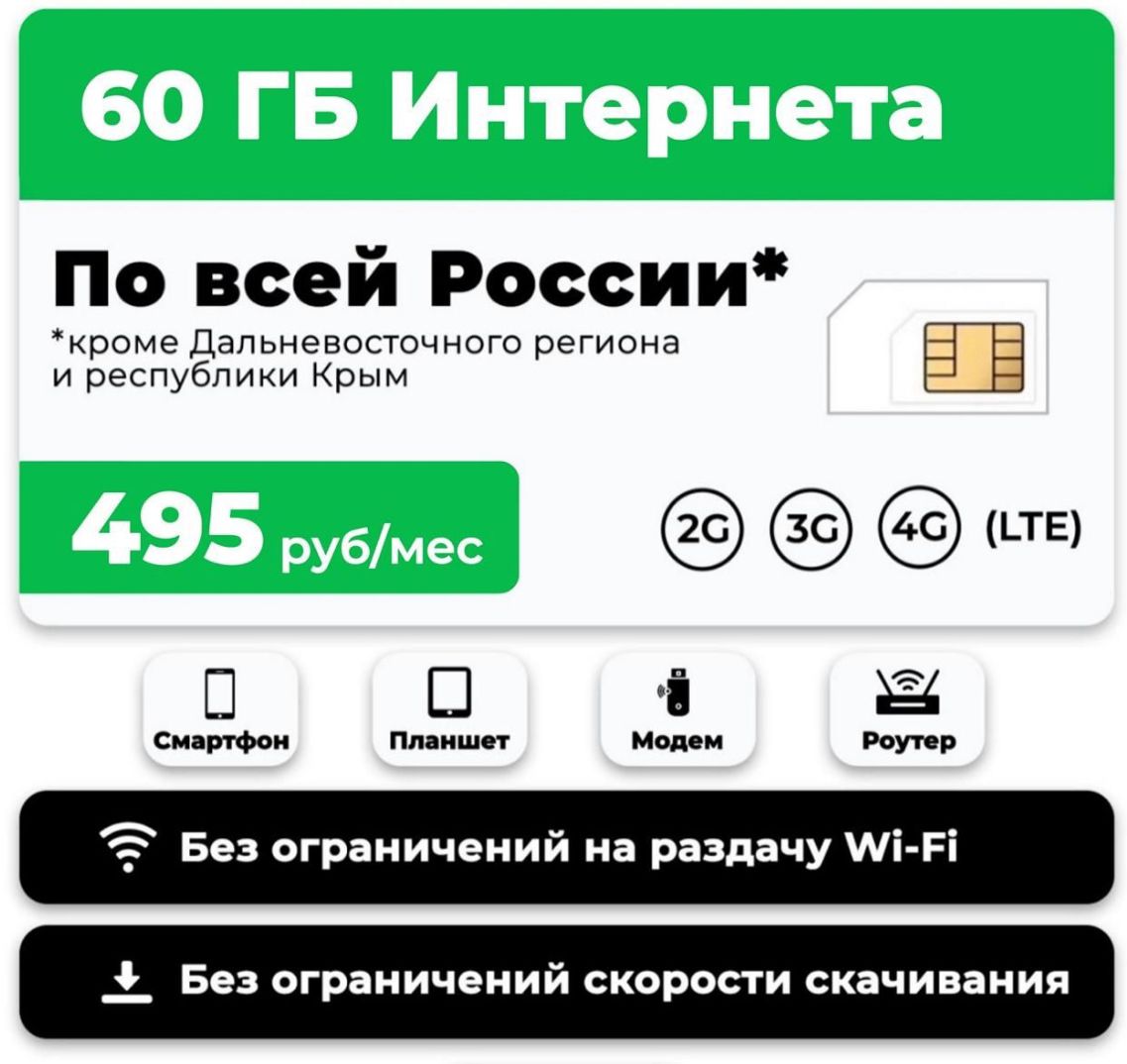 

Сим-карта WhyFly тариф 60 гб (Вся Россия)