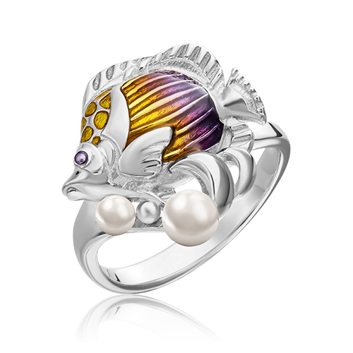 

Кольцо из серебра р. , PLATINA jewelry 01-5488-00-301-0200-68, эмаль, 01-5488-00-301-0200-68
