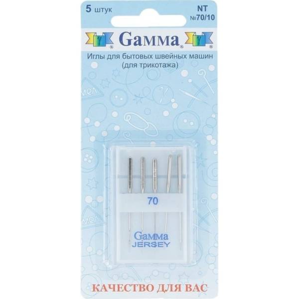 Иглы для бытовых швейных машин для трикотажа NT 7010 5 шт Gamma 217463 446₽