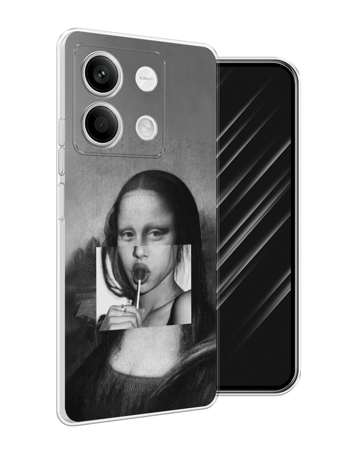 

Чехол Awog на Xiaomi Redmi Note 13 5G "Mona Lisa sucking lollipop", Серый, 320050-1