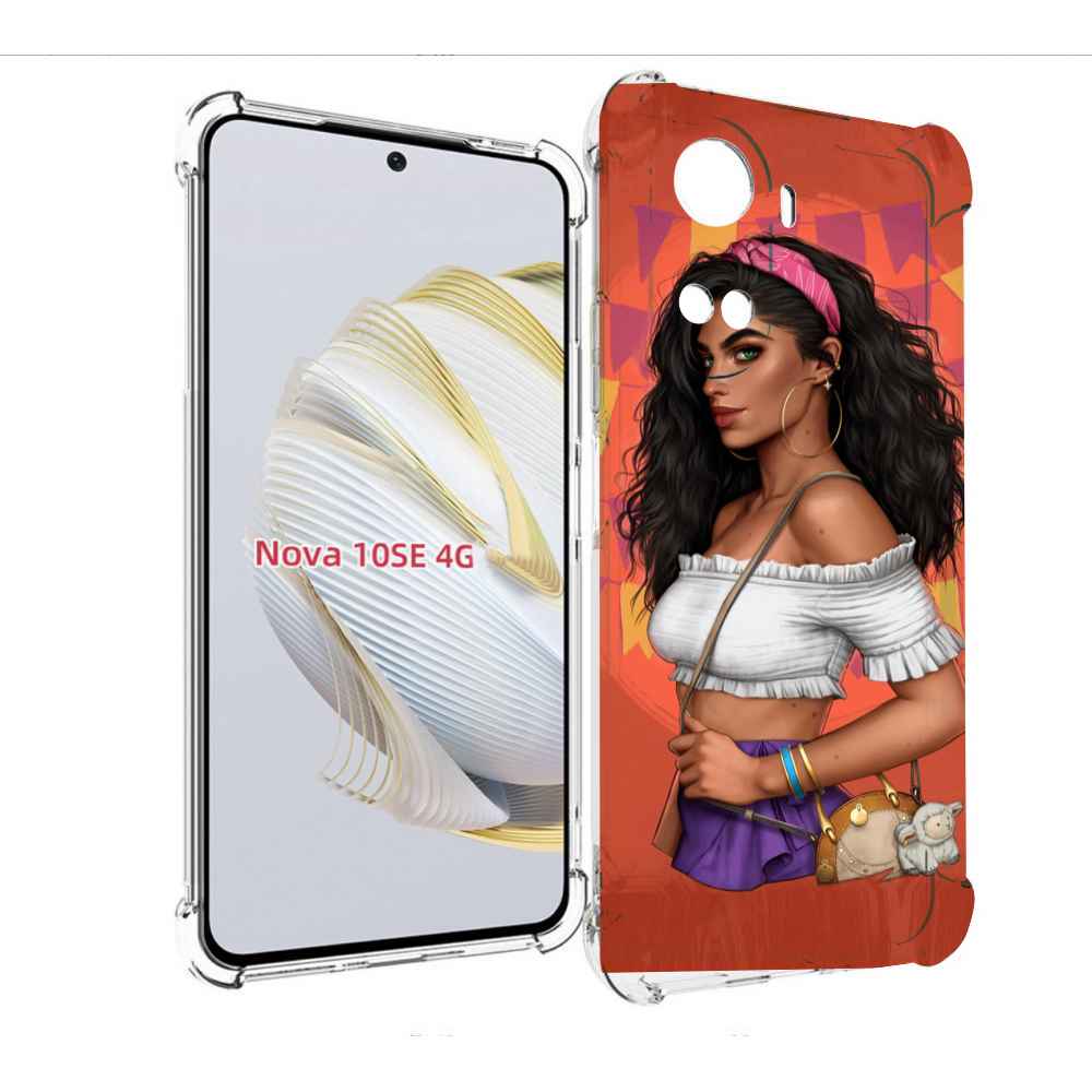 Чехол MyPads девушка-с-сумкой-мулатка женский для Huawei Nova 10 SE