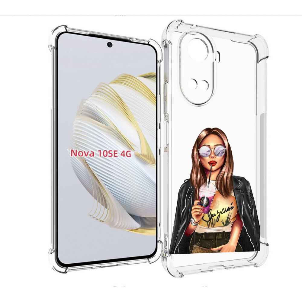 

Чехол MyPads девушка-с-фиолетовым-коктейлем женский для Huawei Nova 10 SE, Прозрачный, Tocco