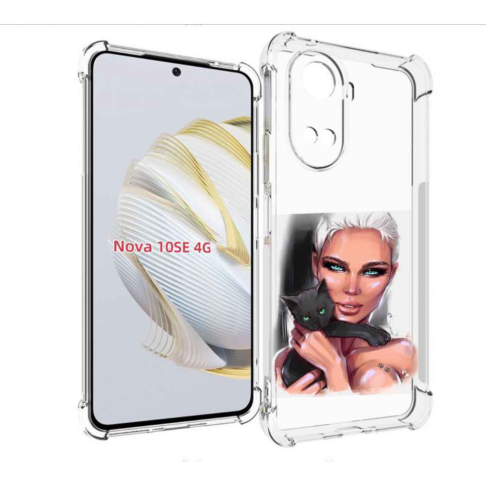 

Чехол MyPads девушка-с-черным-котиком женский для Huawei Nova 10 SE, Прозрачный, Tocco