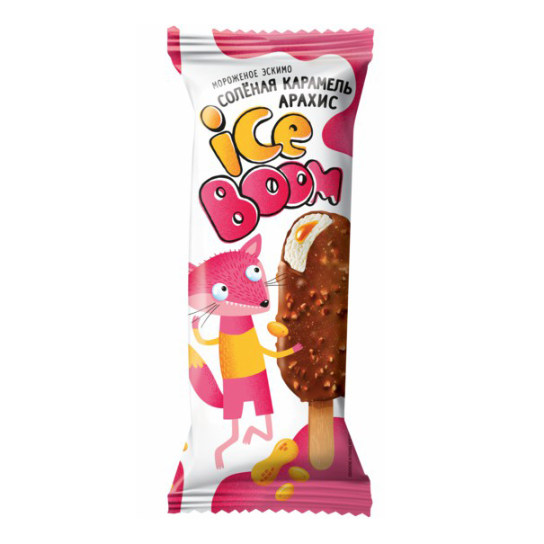 Мороженое ванильное Ice Boom с соленой карамелью и арахисом в шоколадной глазури 8% 65 г