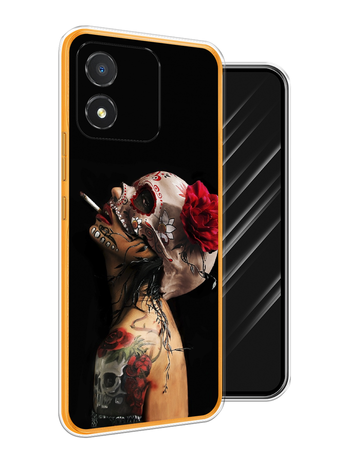 

Чехол Awog на Honor X5 "Девушка с черепом", Черный;красный;бежевый, 6120950-9