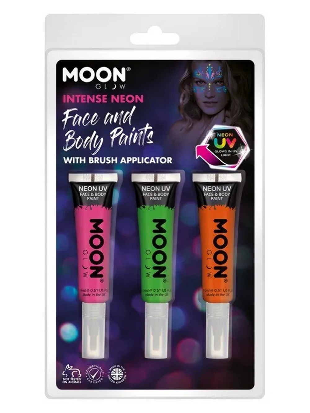 

Moon Glow Intense Neon UV Face Paint and Brush, 1