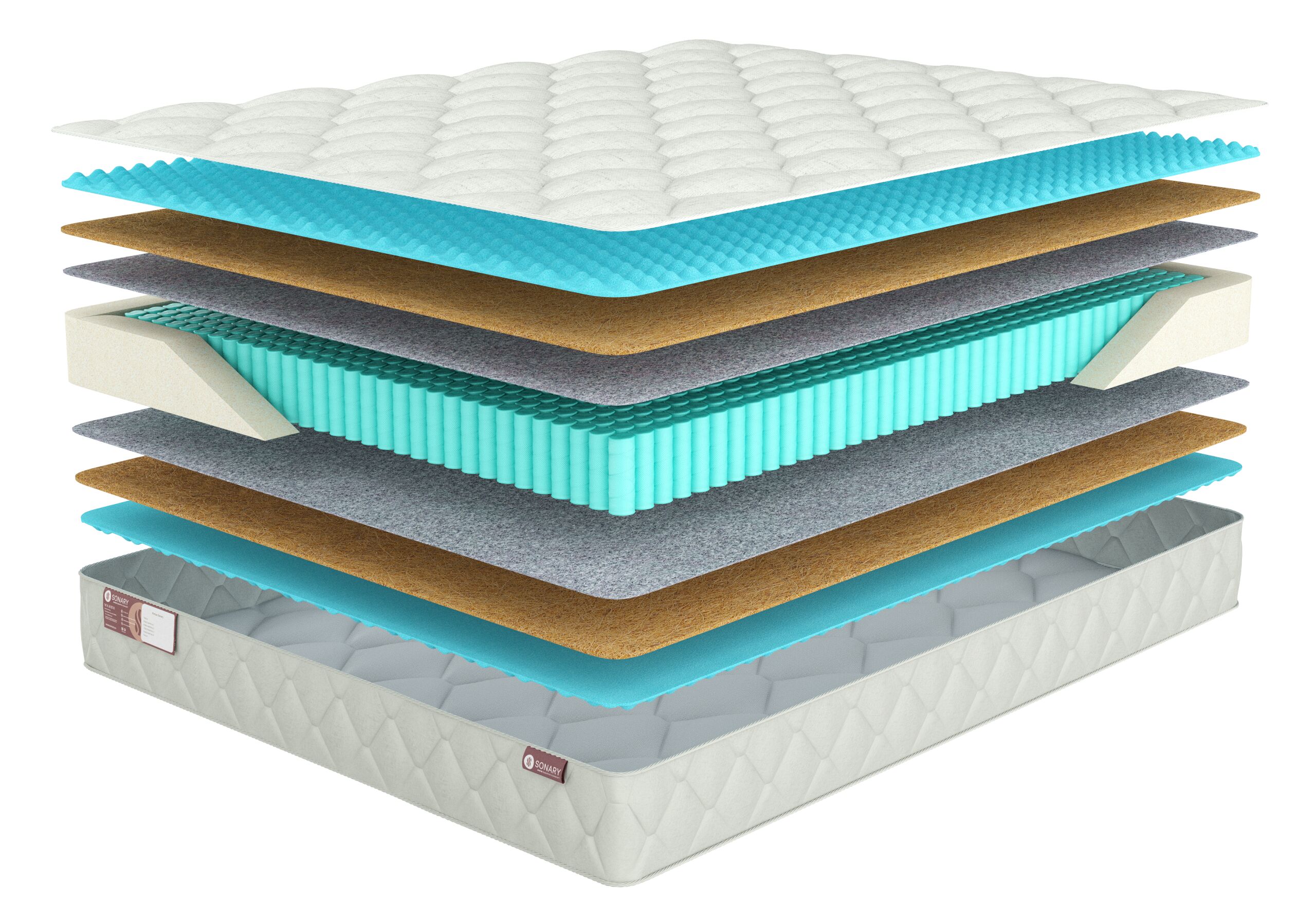 

Матрас SONARY Konda 195х186, Бежевый;белый;серый;серебристый, Konda