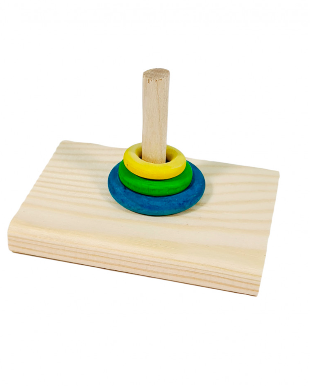 Игрушка для птиц PetStandArt Пирамида с кольцами деревянная 8,5х6х1 см