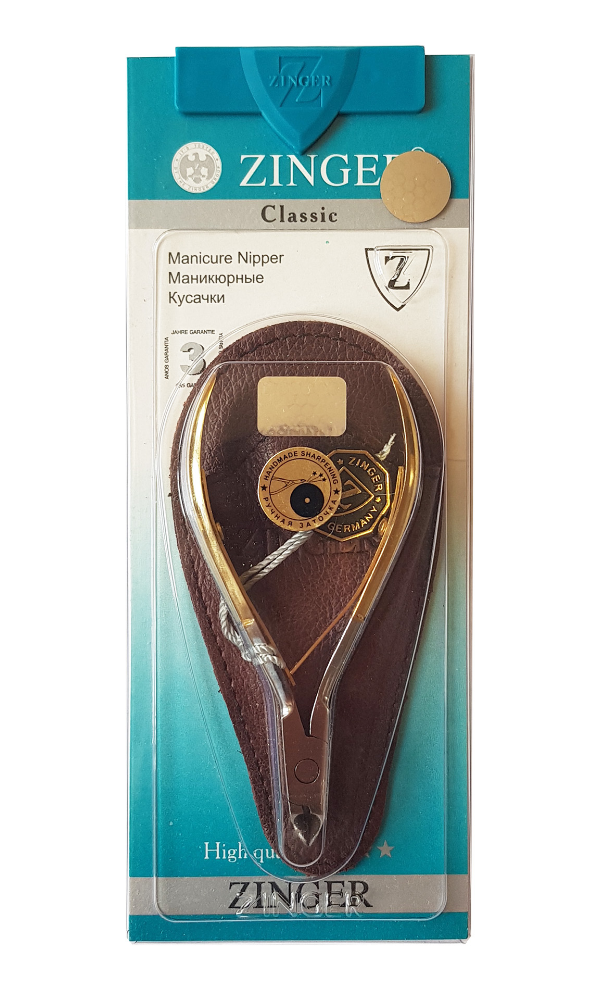 Маникюрные кусачки Zinger MC-450 HG SH ручной заточки, с кожаным футляром, золотистые маникюрные ножницы zinger b 113 d sh ручной заточки