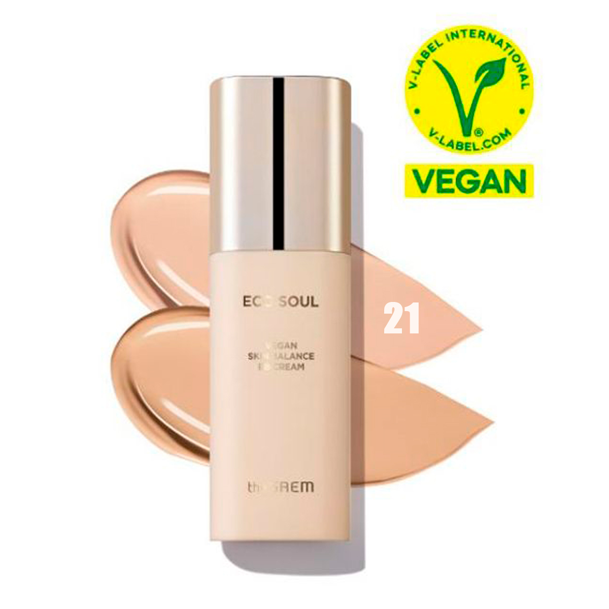 Веганский балансирующий BB крем The Saem Eco Soul Vegan Skin SPF50+ PA+++ 21 Light Beige