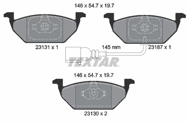 

Тормозные колодки Textar передние для Volkswagen Bora 1,4-2,0/1,9TDI с пластиной 2313101