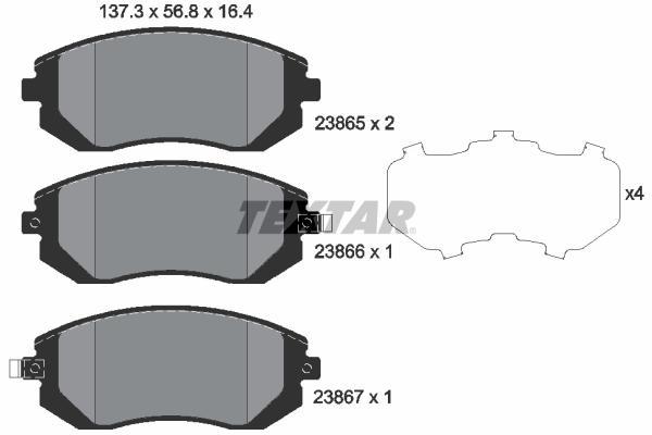 

Колодки тормозные передние SUBARU Impeza 2,0 12/00->,Legasy III 2,0/2,5 10/98-> TEXTAR