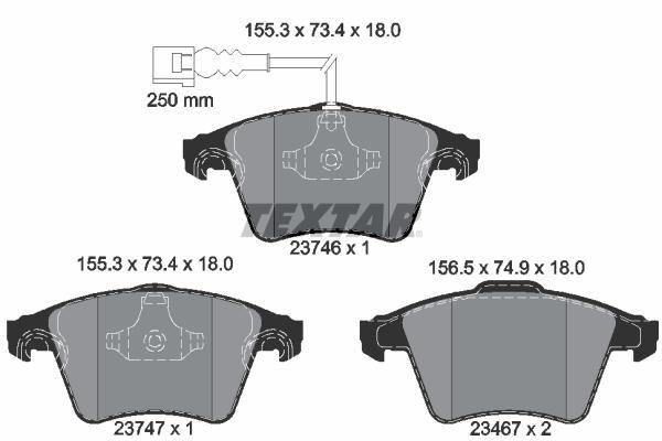 

Колодки тормозные передние с противошумной пластиной Q+ VW T5 4/03->,Multivan 4/03- TEXTAR