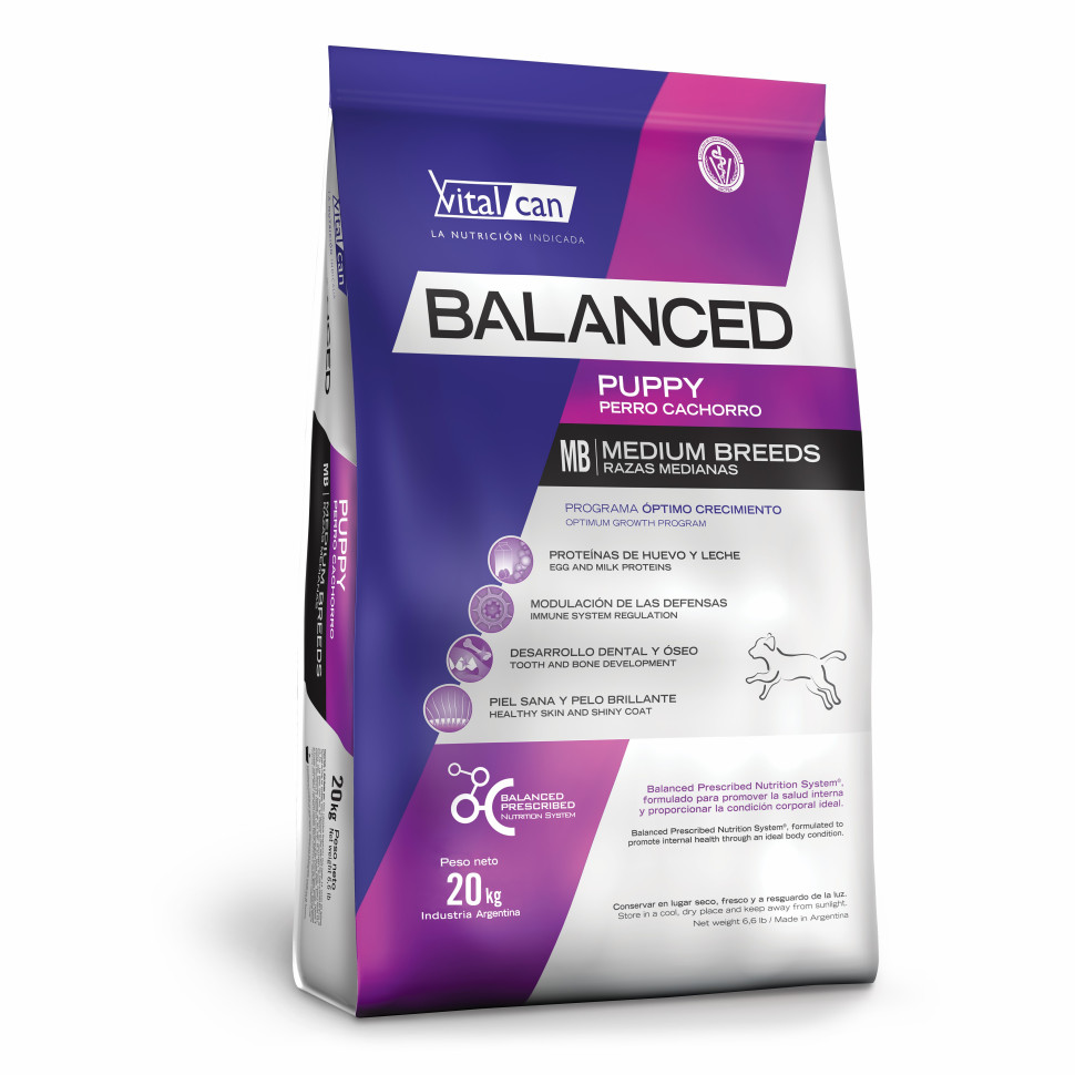 

Сухой корм для щенков Vitalcan Balanced Dog Puppy, для средних пород, с курицей, 20 кг