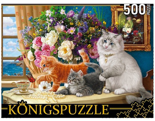 

Пазлы Konigspuzzle Котята и букет, 500 элементов ХK500-3573, ХK500-3573