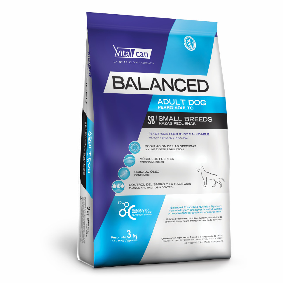 Сухой корм для собак Vitalcan Balanced Dog Adult, для мелких пород, с курицей, 3 кг