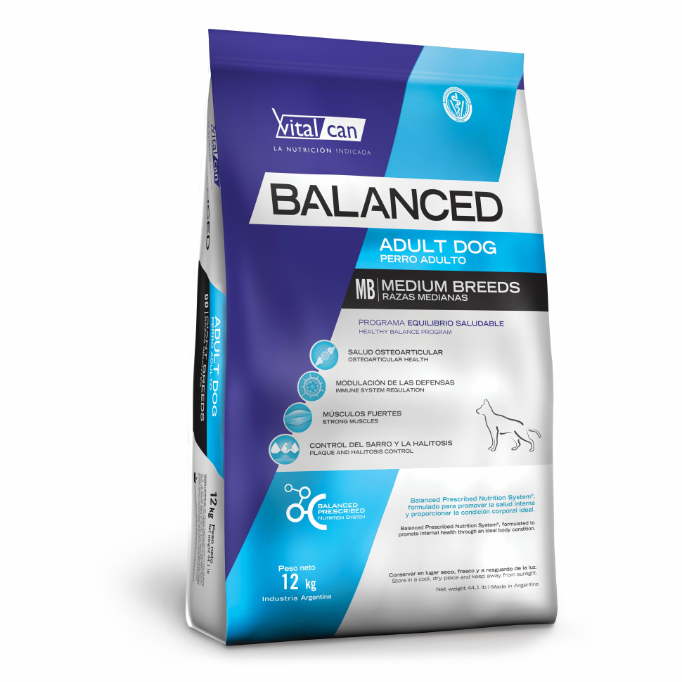 Сухой корм для собак Vitalcan Balanced Dog Adult для средних пород с курицей 12 кг 6930₽