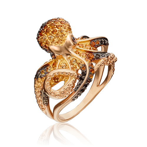 

Кольцо из золота р. 17,5 PLATINA jewelry 01-5396-00-226-1110-57, цитрин\раухтопаз, 01-5396-00-226-1110-57