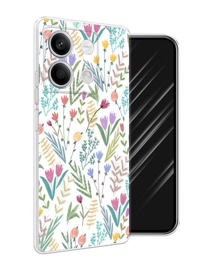 

Чехол Awog на Xiaomi Redmi Note 13 5G "Полевые цветы рисунок", Белый;зеленый, 320050-1