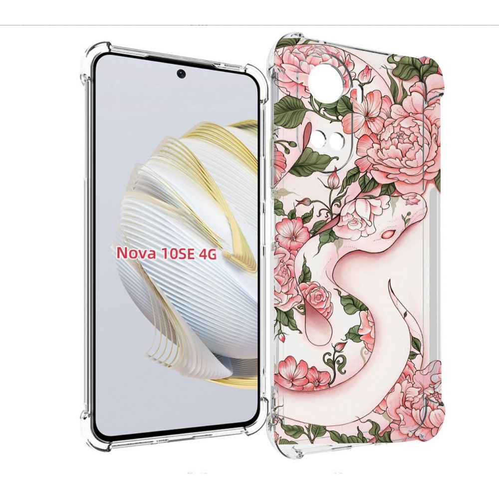 

Чехол MyPads змея-в-розовых-цветах женский для Huawei Nova 10 SE, Прозрачный, Tocco