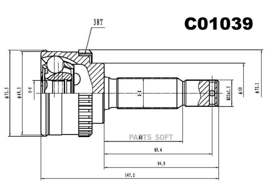 SANGSIN BRAKE C01039 ШРУС внешний передний C01039