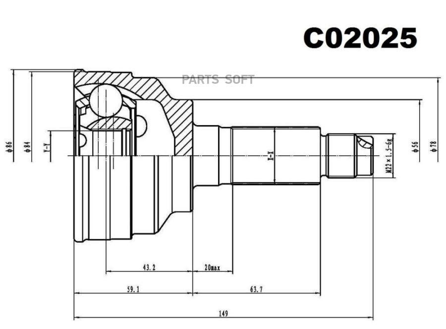 

SANGSIN BRAKE C02025 ШРУС внешний передний C02025