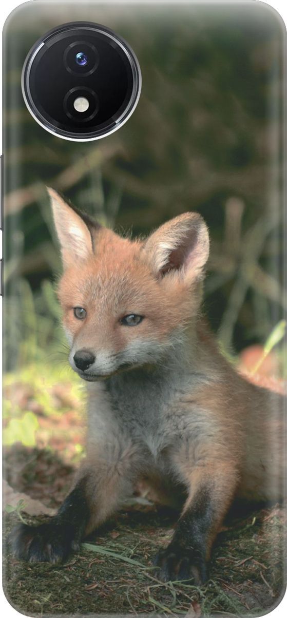 

Силиконовый чехол на Vivo Y02 с принтом "Сонливый лисенок", Бежевый;зеленый, 157833