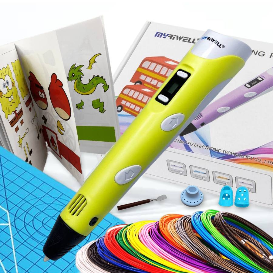 3D ручка набор XXL Myriwell RP100B Желтый 3д ручка ecc market 3d pen pro желтая c новогодним набором трафаретов и пластиков