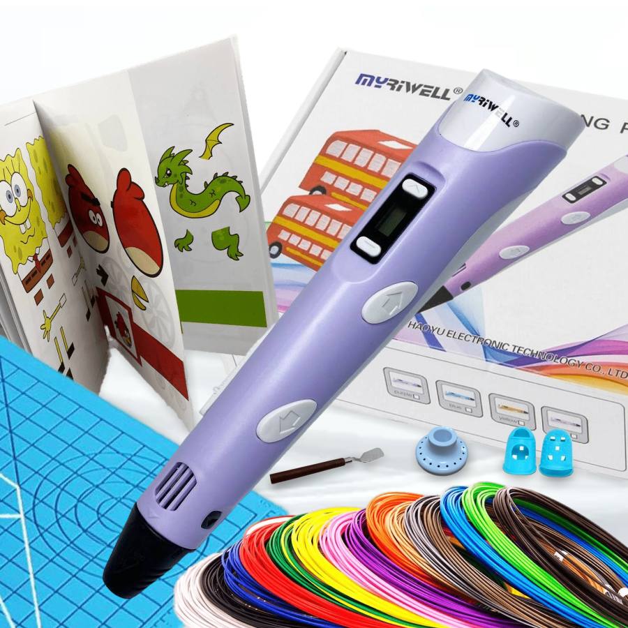 3D ручка набор XXL Myriwell RP100B Фиолетовый 3d ручка myriwell rp100b со светящимся в темноте пластиком и набором трафаретов голубой