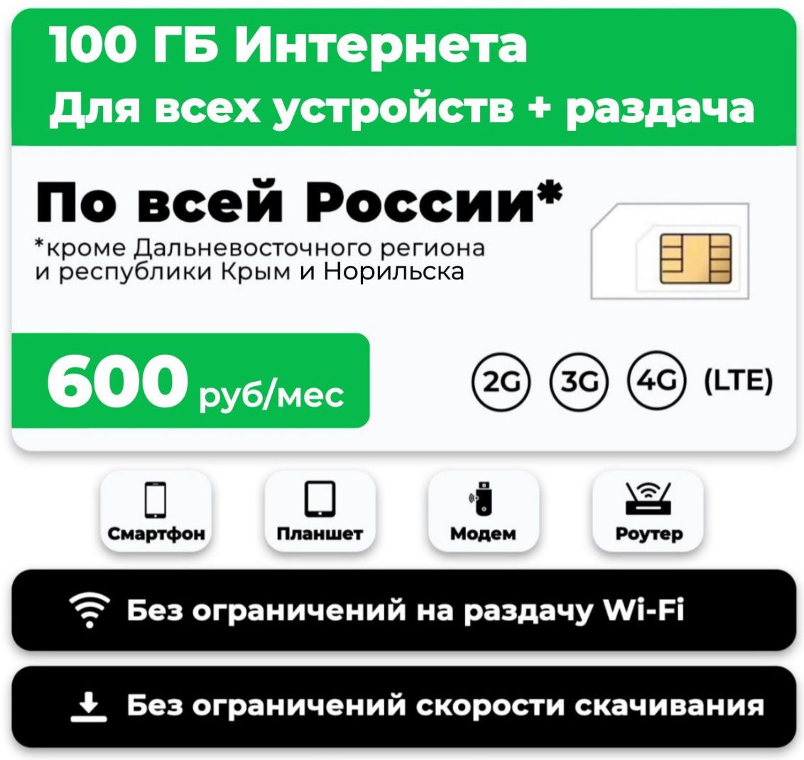 

Сим-карта WhyFly тариф 100гб (Вся Россия)