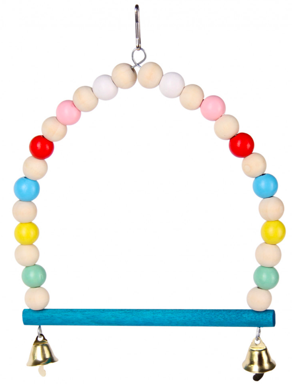 Игрушка для птиц PetStandArt Качели из бусин деревянные синие 12х2х17 см