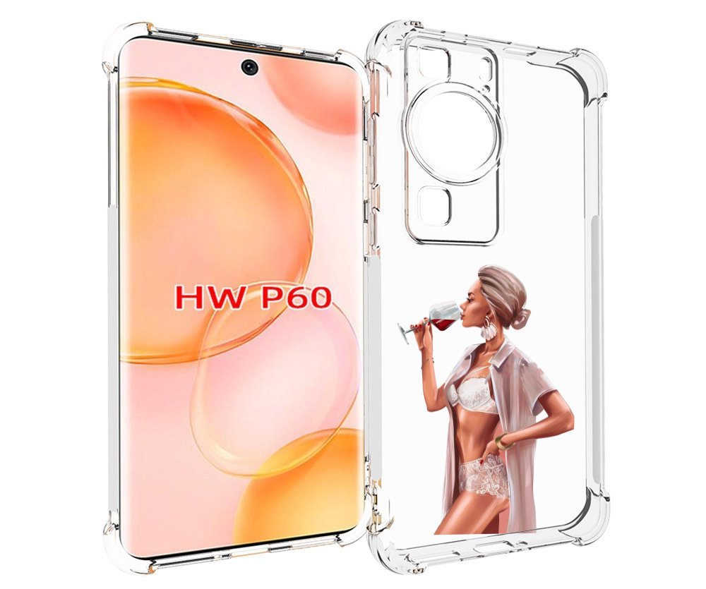 

Чехол MyPads Девушка-с-вином женский для Huawei P60, Tocco