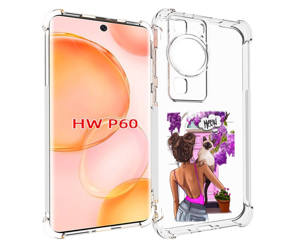 

Чехол MyPads Девушка-с-котиком женский для Huawei P60, Tocco