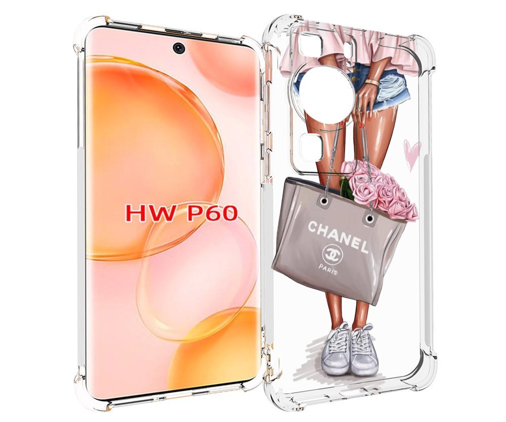 Чехол MyPads Девушка-с-сумкой женский для Huawei P60