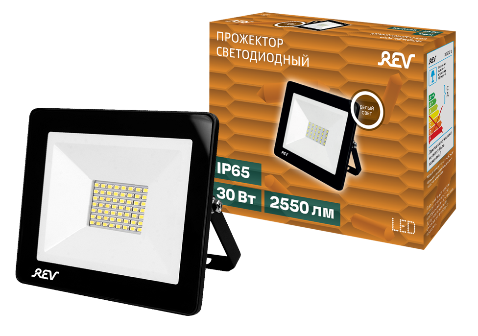 Прожектор REV Ultra slim светодиодный, 230 В, 30 Вт, 4000 К, 2550 Лм, IP65, черный