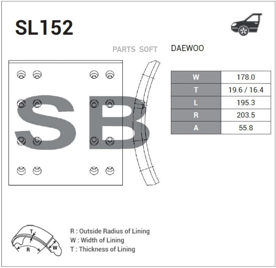 

Накладка Тормозная (Daewoo Ultra 24T) (F1) Sl152