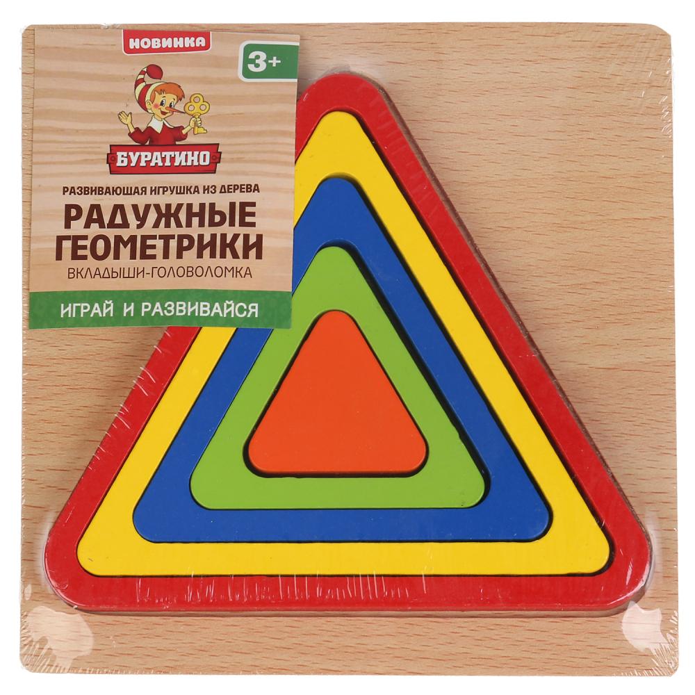 

Деревянный вкладыш "Радужные геометрики" Буратино
