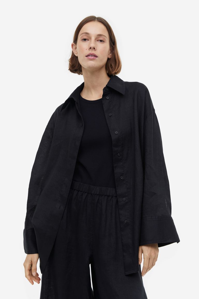 

Рубашка женская H&M 1063184004 черная XS (доставка из-за рубежа), Черный, 1063184004