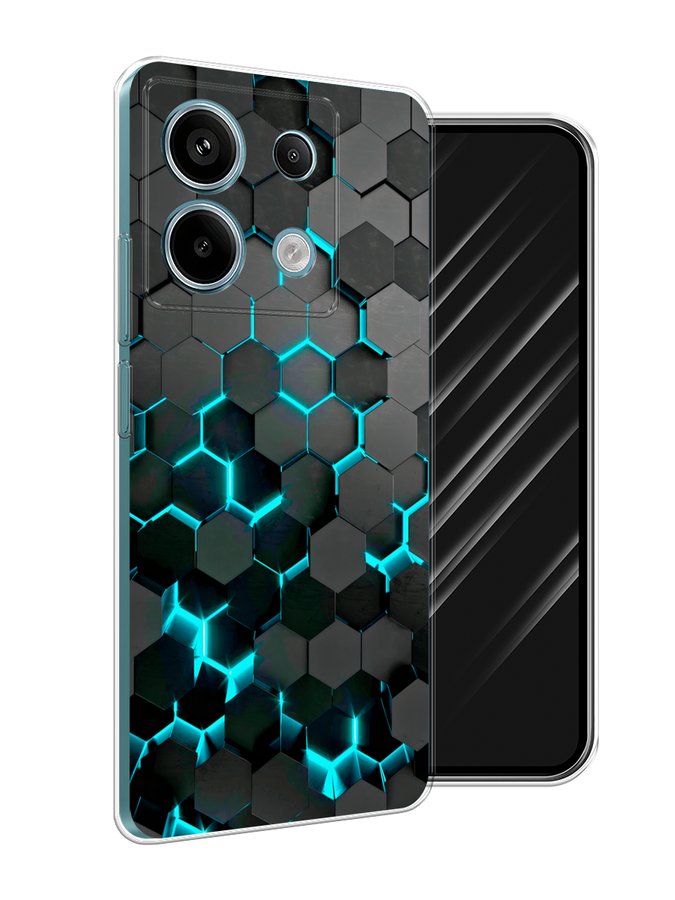 

Чехол Awog на Xiaomi Redmi Note 13 Pro 5G "Соты бирюзовые", Черный;бирюзовый;синий, 320150-1
