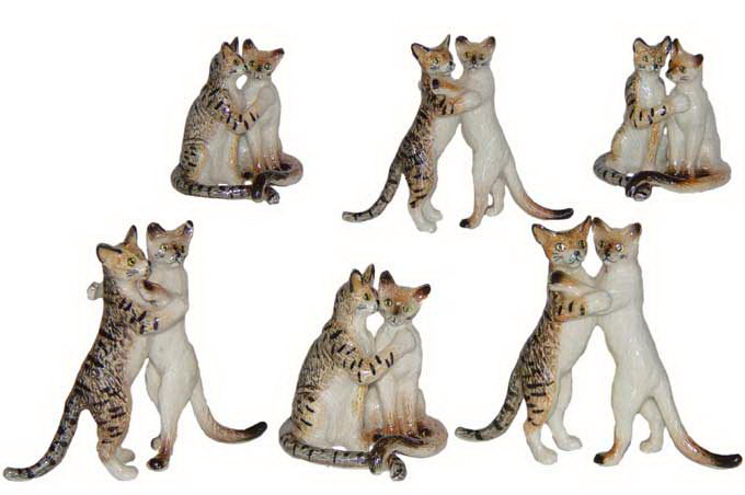 фото Набор фарфоровых фигурок klima "кошки" , 6шт, 4-6см (франция)