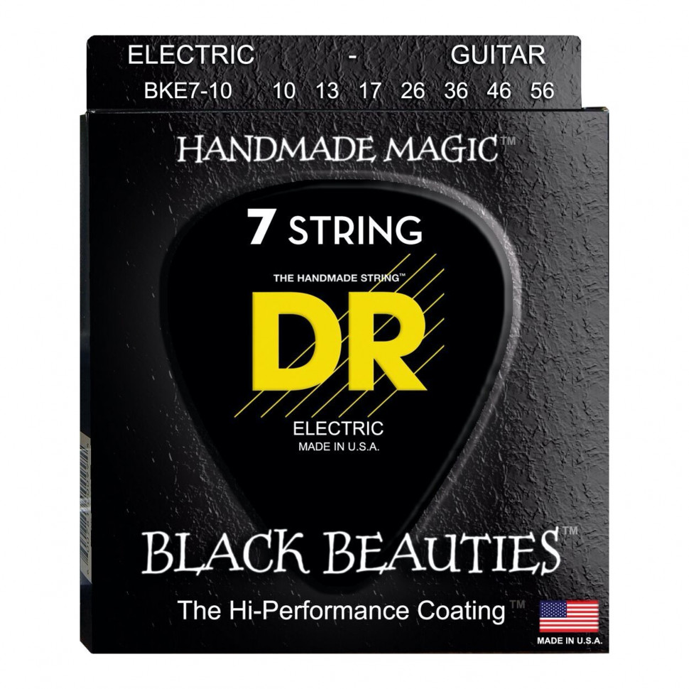 фото Струны для электрогитары dr string bke7-10 black beauties