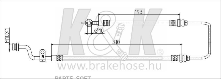 

K&K FT0734 Шланг тормозной передн прав KIA: Cerato (LD) 1.5 CRDi 07.05-