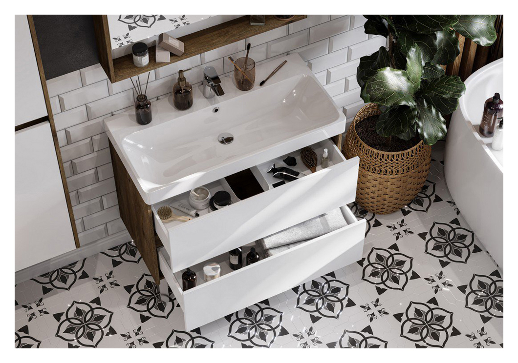 

Тумба с раковиной Акватон Сканди 90 белый 1A2519K0SDB20