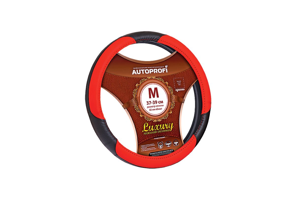 фото Оплетка на руль autoprofi luxury ap-1010 bk/rd (m)