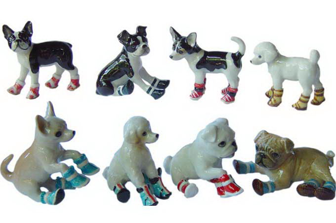 Набор фарфоровых фигурок KLIMA Собака в ботинках, 8шт, 4см