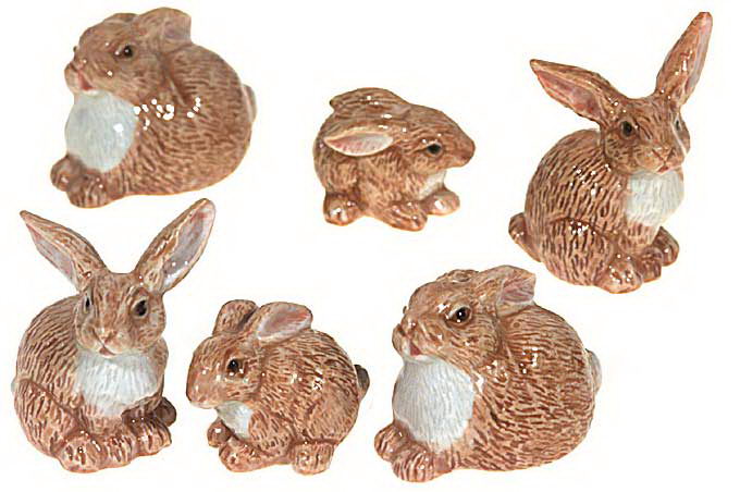 фото Набор фарфоровых фигурок klima "кролик", 6штук, 2- 4см (франция)
