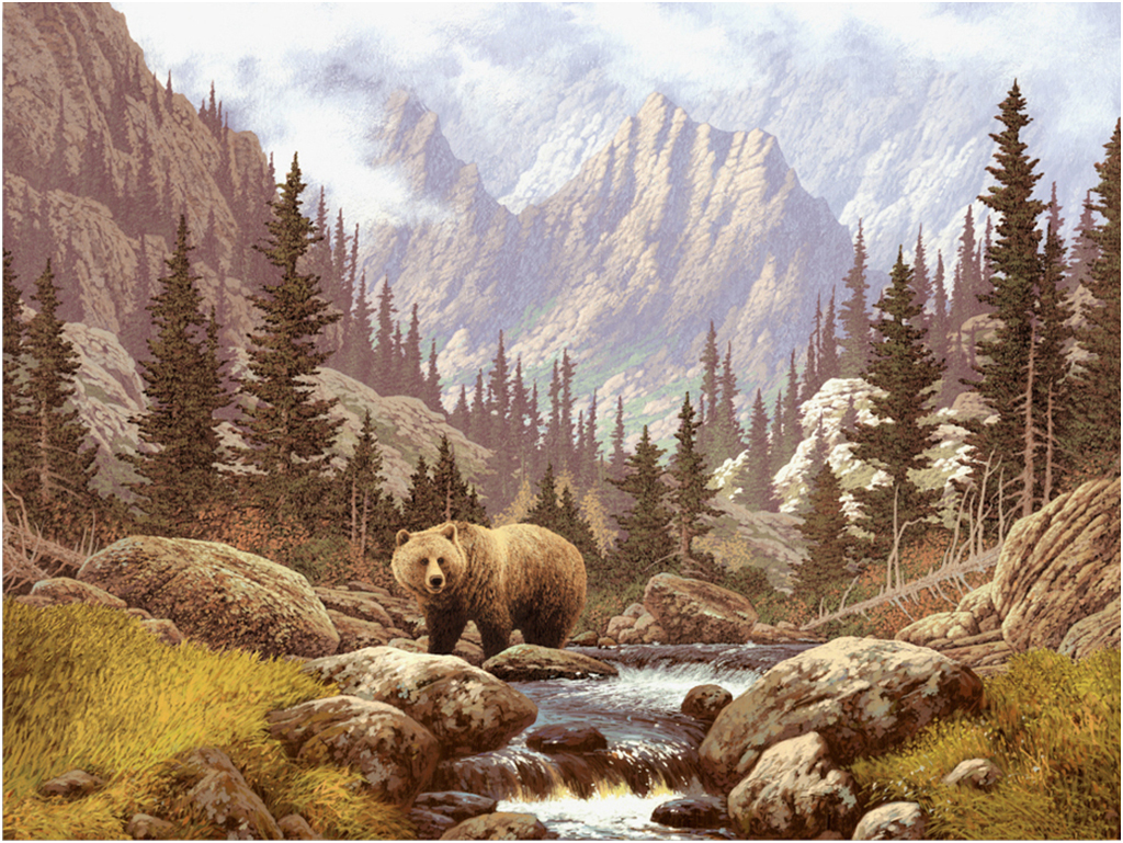 

Картина на холсте с подрамником ХитАрт Медведь 100x75 см, 2726