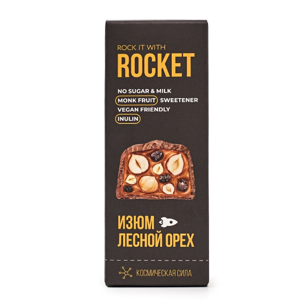 фото Батончик rocket шоколадный с изюмом и лесным орехом 40 г