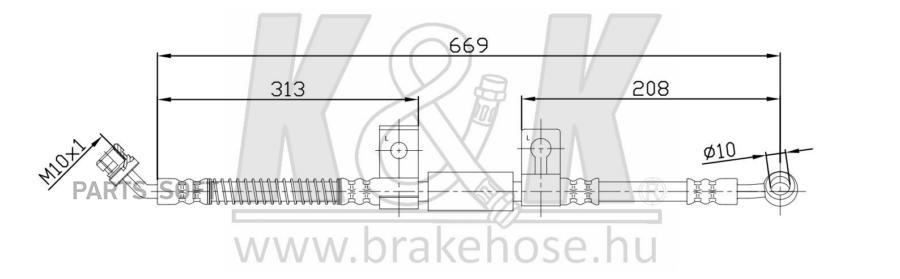 K&K FT0830 Шланг тормозной передн лев KIA: Sorento (JC) 2.5 CRDi 12.06-